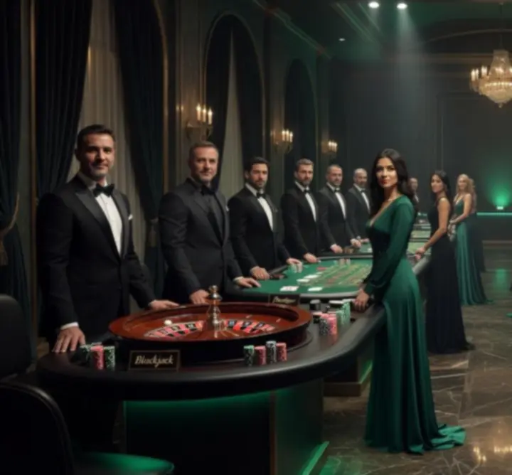 Professional casino-style game tables ready for guests at an event.