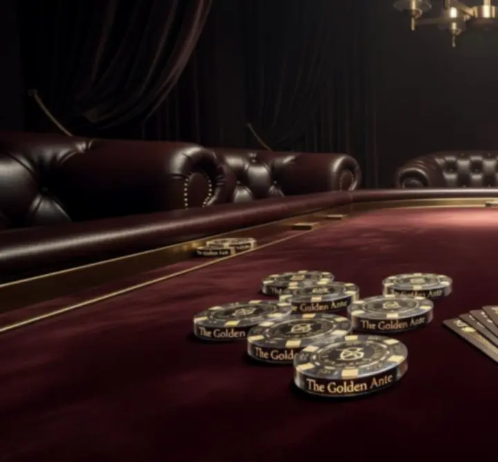 Stylish poker night table setup with cards, chips, and moody lighting